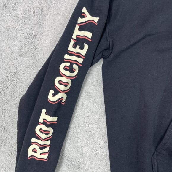 Riot Society Hoodie Men Small Back Cotton Fiesta Til Death Skulls Tress Pullover - Picture 6 of 12